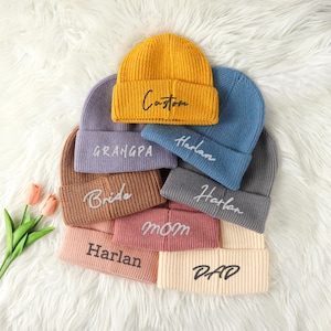 Personalized Embroidered Beanie Winter Hat Classic Beanies for Adults Winter Beanies Warm Hats Custom Beanie Custom  Logo/Text Hats Gifts