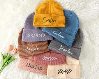 Personalized Embroidered Beanie Winter Hat Classic Beanies for Adults Winter Beanies Warm Hats Custom Beanie Custom  Logo/Text Hats Gifts