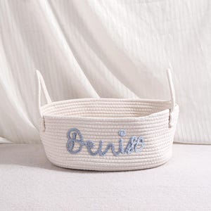 Handmade Cotton Rope Storage Basket for Baby Toys, Books & Pet Supplies - Customizable Nursery Organizer, Baby Shower Gift Basket with Name