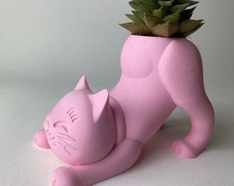 Cute cat flowerpot I Cute planter I Cactus planter I Indoor planter I 3D printed planter