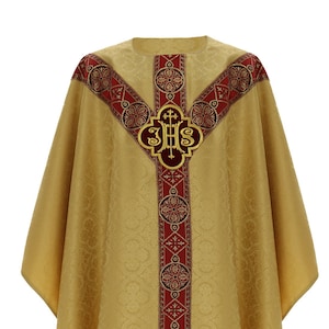 Semi-Gothic chasuble &quot;IHS&quot; with stole Vestment