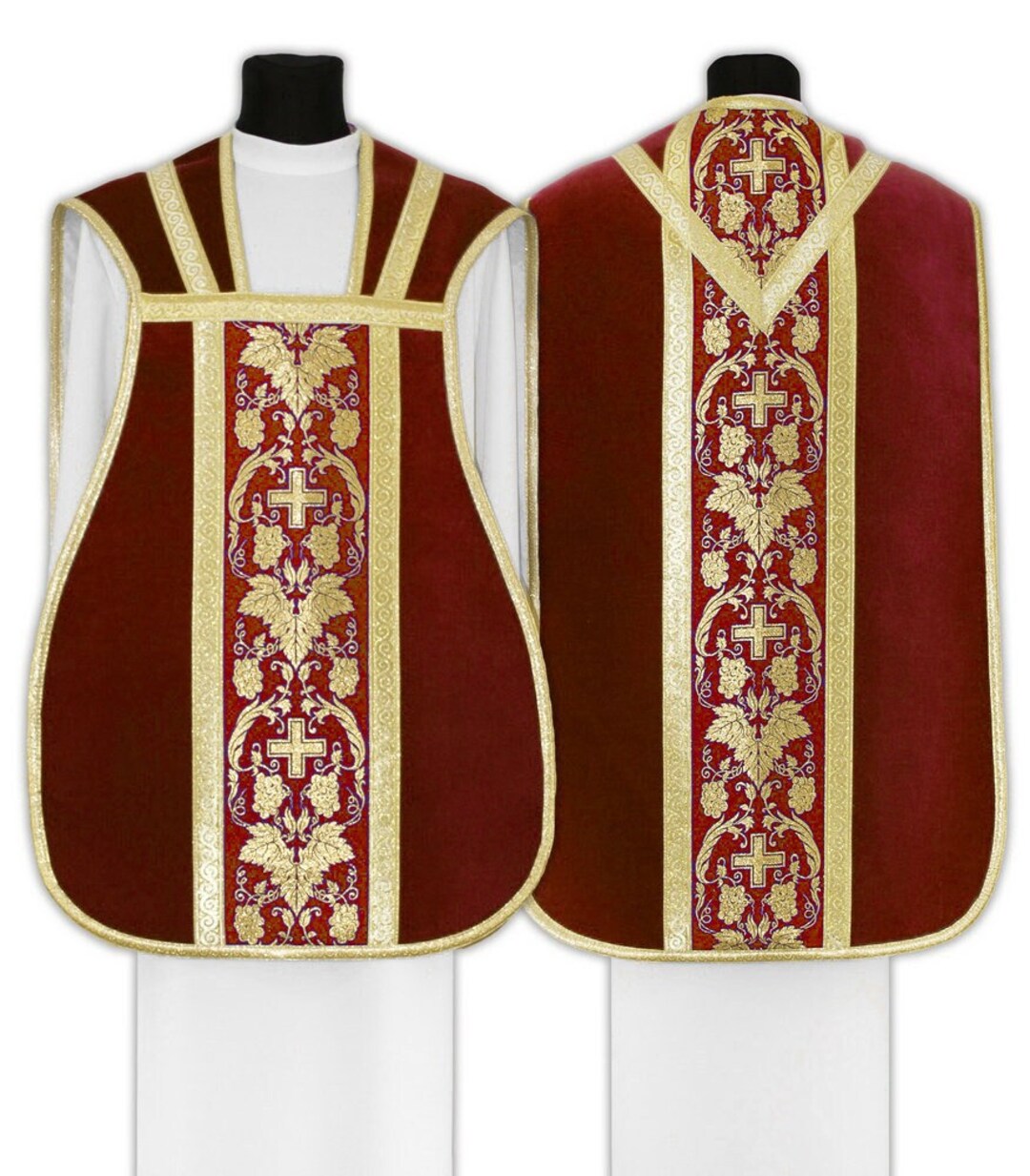 Roman Chasuble With Stole, Maniple, Burse and Chalice Veil Vestment ...