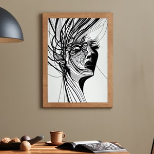 Abstract Line Art Lady Print | Minimalist Wall Art | 2:3 Aspect Ratio | Modern Home Decor | Instant Download Printable