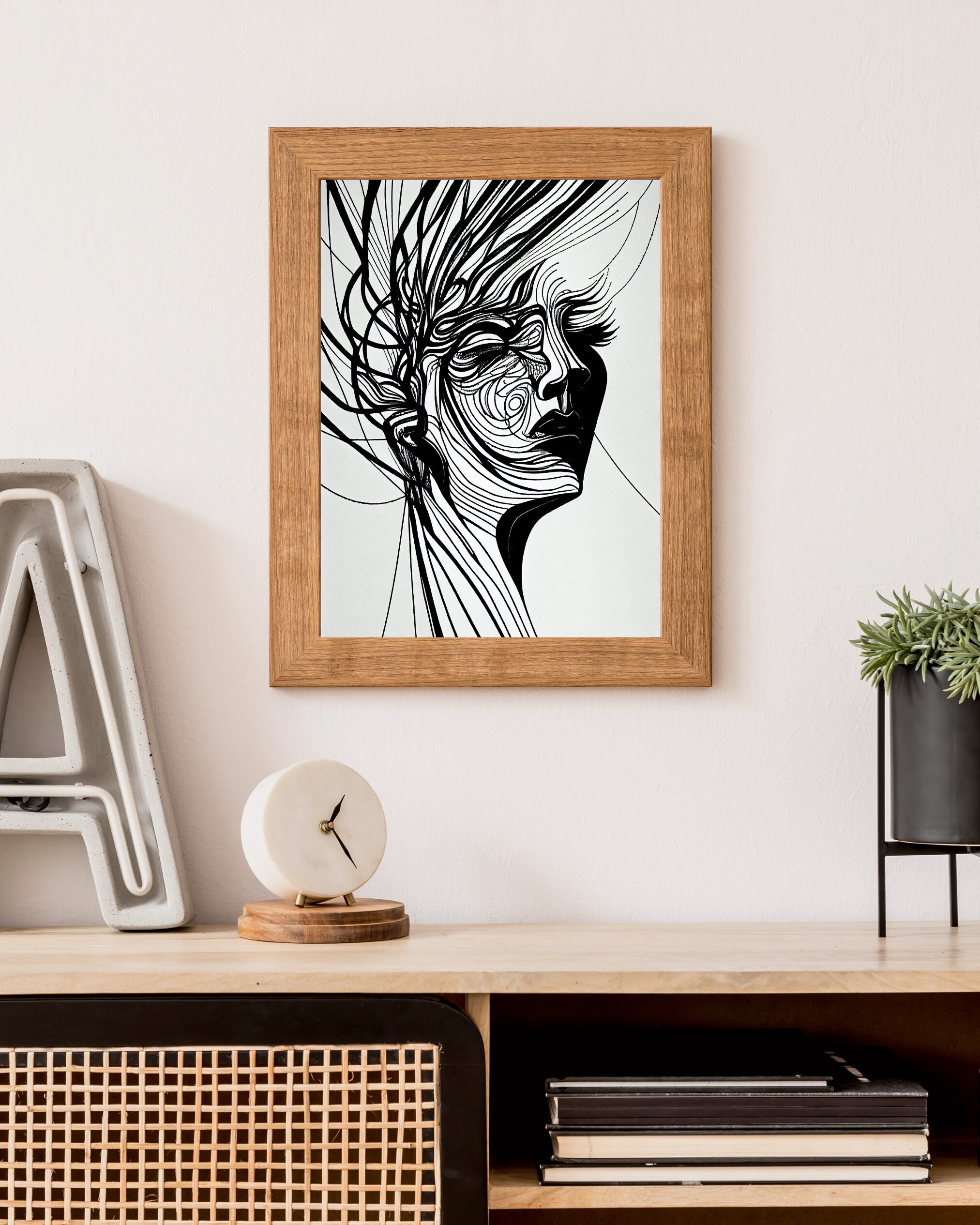 Abstract Line Art Lady Print | Minimalist Wall Art | 2:3 Aspect Ratio ...