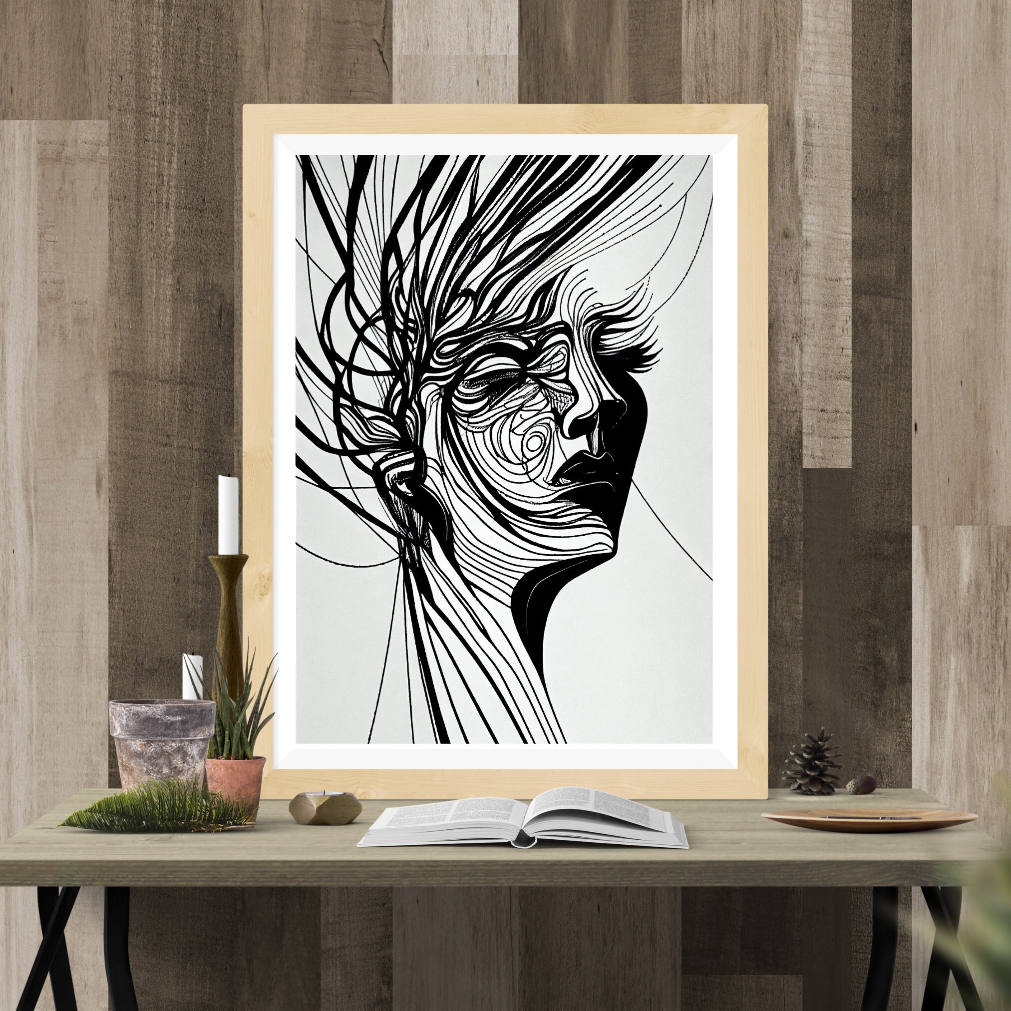 Abstract Line Art Lady Print | Minimalist Wall Art | 2:3 Aspect Ratio ...