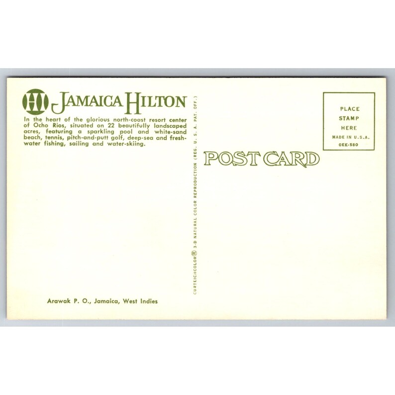 Postcard Jamaica Hilton Ocho Rios Resort Hotel 0167 - Etsy