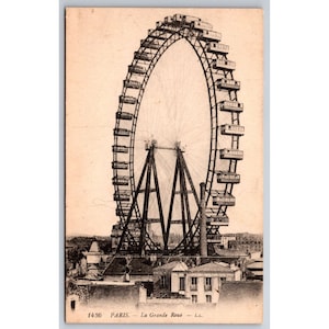 Cartão Postal França Antiga Paris La Grande Roue Preto e Branco 0269