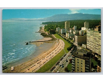 Cartolina Vintage Vancouver British Columbia Canada English Bay Stanley Park 0325