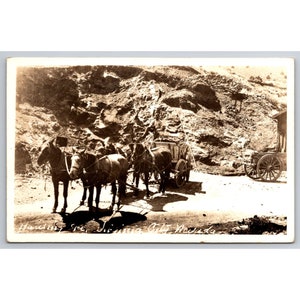 Transport de cartes postales Virginia City Nevada Horses Mine Mining RPPC 0497