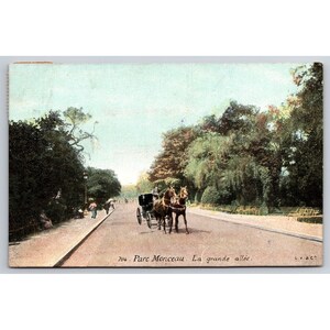 Cartão Postal Antigo França Paris Parc Monceau La Grande Allee Aqua Foto 0264