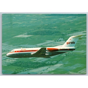 Postal Garuda Indonesian Airways PT Fokker F28 Mk1000 avión vuelo viaje #950