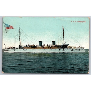 Postcard Antique USS Minneapolis Navy Ship 0550