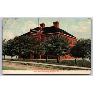 Cartão postal da Escola Irving, El Reno, Oklahoma, antigo, c. 1908, nº 931
