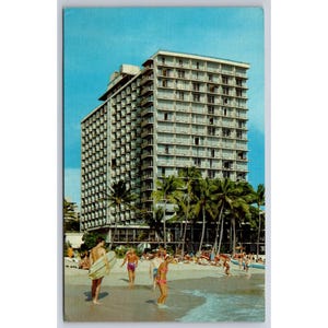 Carte postale Outrigger Hotel Waikiki Hawaii Honolulu Swimming Islands Vacances vintage #922