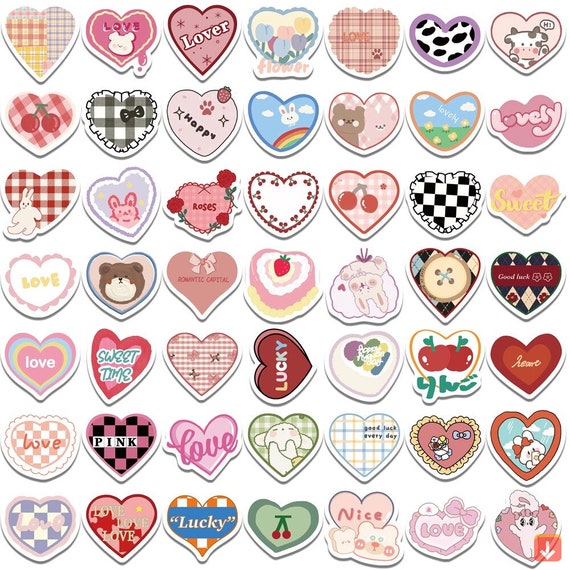 Stickers Cute Cartoon Love Heart 100pcs Kawaii Candy Colors Stickers  Scrapbooking Diary Stickers School Office Stationery FFF08 