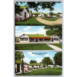 Carte postale Eastman Motor Court Georgia Multi View vintage c1961 #1012