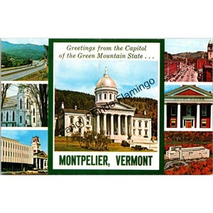 Vintage Multiview Postcard &quot;Greetings from Montpelier Vermont&quot; — State Capitol & City Scenes, Unused  937