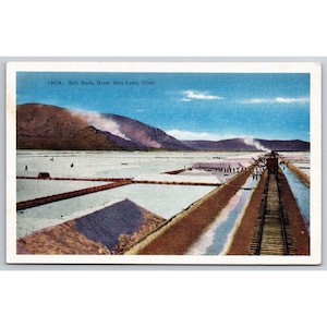 Postcard Vintage Salt Beds Great Salt Lake Utah