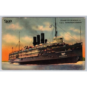 Cartolina Vintage Steamer City of Detroit III D&C Navigation Company 0233