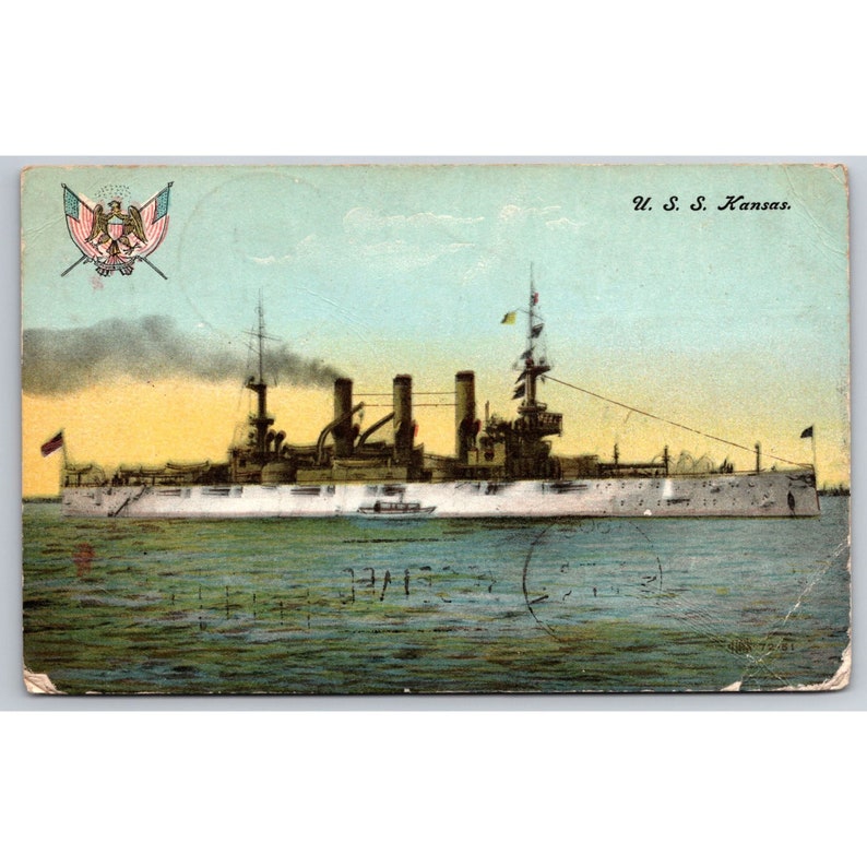 Cartolina antica USS Kansas Marina militare 0569 immagine 1