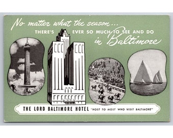 Cartolina Lord Baltimore Hotel Maryland Pubblicità 0675