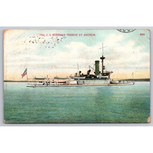 Postcard Antique The USS Monitor Terror at Anchor Military Navy c1907 0601