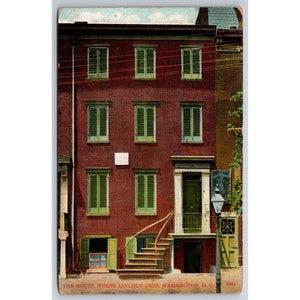 Cartolina d'epoca La casa dove morì Lincoln Washington DC c 1907