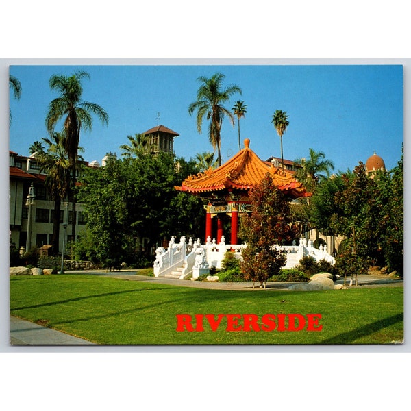 Postcard Vintage Riverside California Chinese Memorial Pavilion 0346