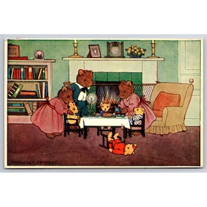 Carte postale Fête d'anniversaire de nounours Margaret Tempest Medici Society vintage #928