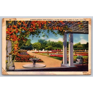 Cartolina Sunken Garden dalla nuova sezione di Pergola Humboldt Park Chicago Illinois 0689