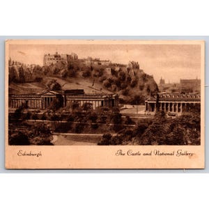 Cartão postal Edimburgo O Castelo e a Galeria Nacional Dia dos Namorados Antiguidade #558