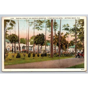 Postkarte Vintage Teilansicht der Osceola Gramatan "A Distinctive Hotel" Daytona Beach Florida CT American Art Colored 0628."