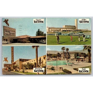 Postkarte Vintage Hacienda Hotel Cottage Fresno Las Vegas Bakersfield Indio 0376