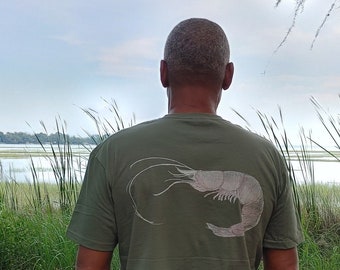 Shrimp life t shirt, big shrimp on the back, Shrimp T-shirt, Fishing, Shrimping Shirt, Gift t shirt, printed on both sides.