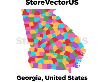 Georgien | Druckbare Karte von Bundesstaat Georgia | Druckbare Karte der USA | Dateien .png, .jpg, .pdf, .svg, .eps, .ai