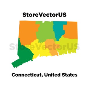 Connecticut | Afdrukbare kaart van de staat Connecticut | Afdrukbare kaart van de Verenigde Staten | Bestanden .png, .jpg, .pdf, .svg, .eps, .ai