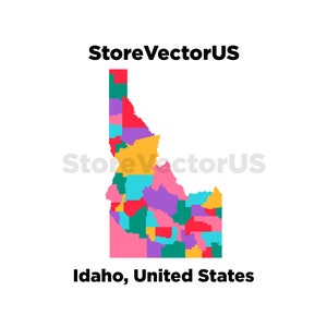 Idaho | Printable Map of the State of Idaho | Printable Map of the United States | Files .png, .jpg, .pdf, .svg, .eps, .ai