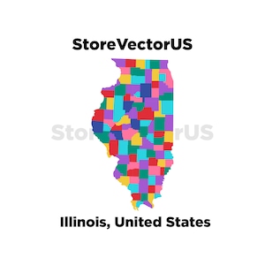 Illinois / Mappa stampabile dello Stato dell'Illinois / Mappa stampabile degli Stati Uniti / File .png, .jpg, .pdf, .svg, .eps, .ai