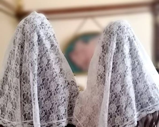 Velo muliebre da Messa Cattolica in pizzo mantilla cattolica copricapo da Messa abbigliamento Chiesa Cattolica, festa della mamma - Italia