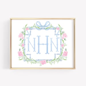 Custom Floral Print, Baby Girl Nursery Wall Art, Monogram Nursery Print, Wildflower Nursery Wall Decor, Personalized Monogram Wall Art
