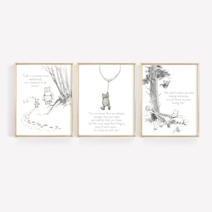 Winnie the Pooh Quote Prints, Winnie the Pooh Print, Black and White Pooh, Baby Shower Pooh, Nursery Decor, Nursery Wall Art, New Baby Gift