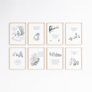 Winnie the Pooh Quote Prints, Vintage Pooh Bear Wall Art, Nursery Decor, Gender Neutral Nursery Art, Black White Nursery, Nursery Wall Art