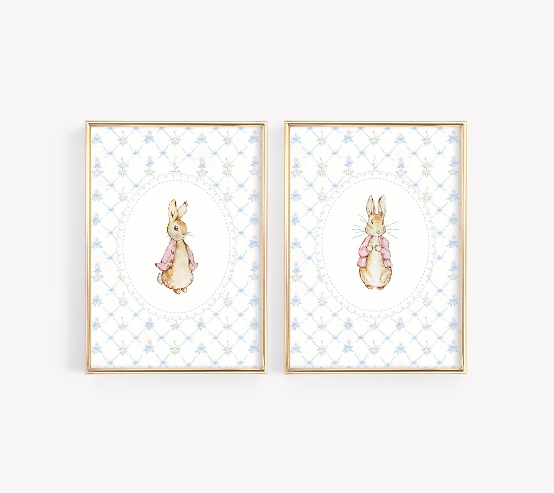 Pink Peter Rabbit Wall Art, Baby Girl Nursery Decor, Beatrix Potter ...