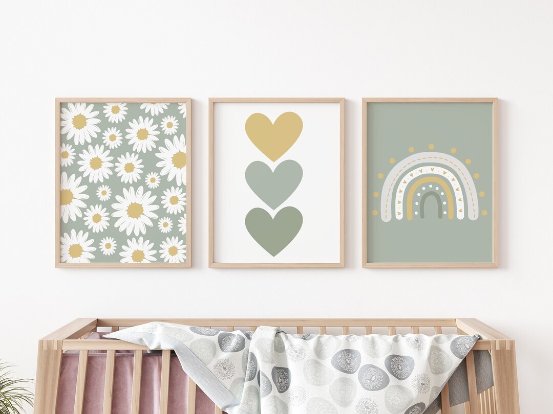 Set of 3 Sage Green Nursery Decor Boho Print for Baby's - Etsy