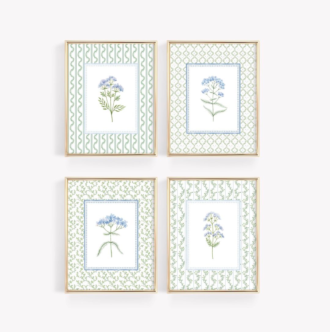 Botanical Nursery Wall Print, Floral Cottage Nursery Art, Wildflower ...