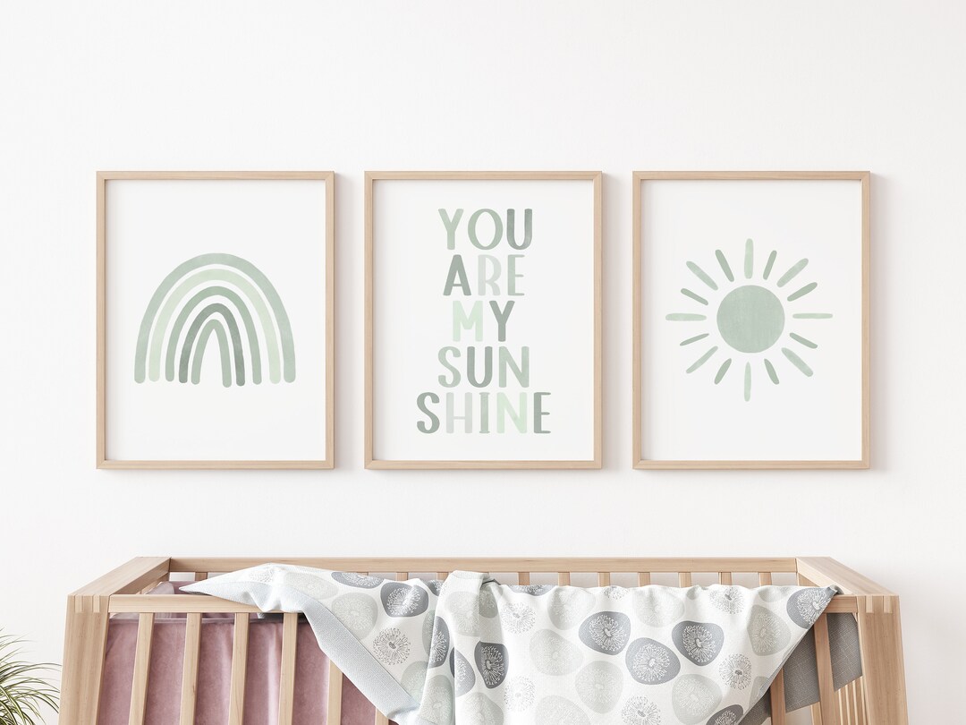Sage Green Nursery Wall Decor Rainbow Nursery You Are My Etsy