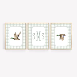 Custom Mallard Duck Wall Art, Wall Prints For Boys Room, Duck Nursery Decor, Monogram Baby Boy Nursery Prints, Duck Hunting Nursery Decor