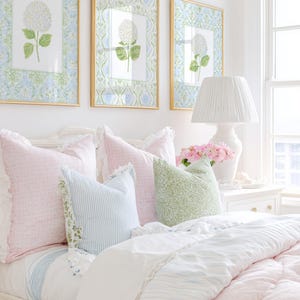 Blue & Green Hydrangea Wall Art: Grandmillennial Nursery Print Set of 3 (Digital Download) image 4