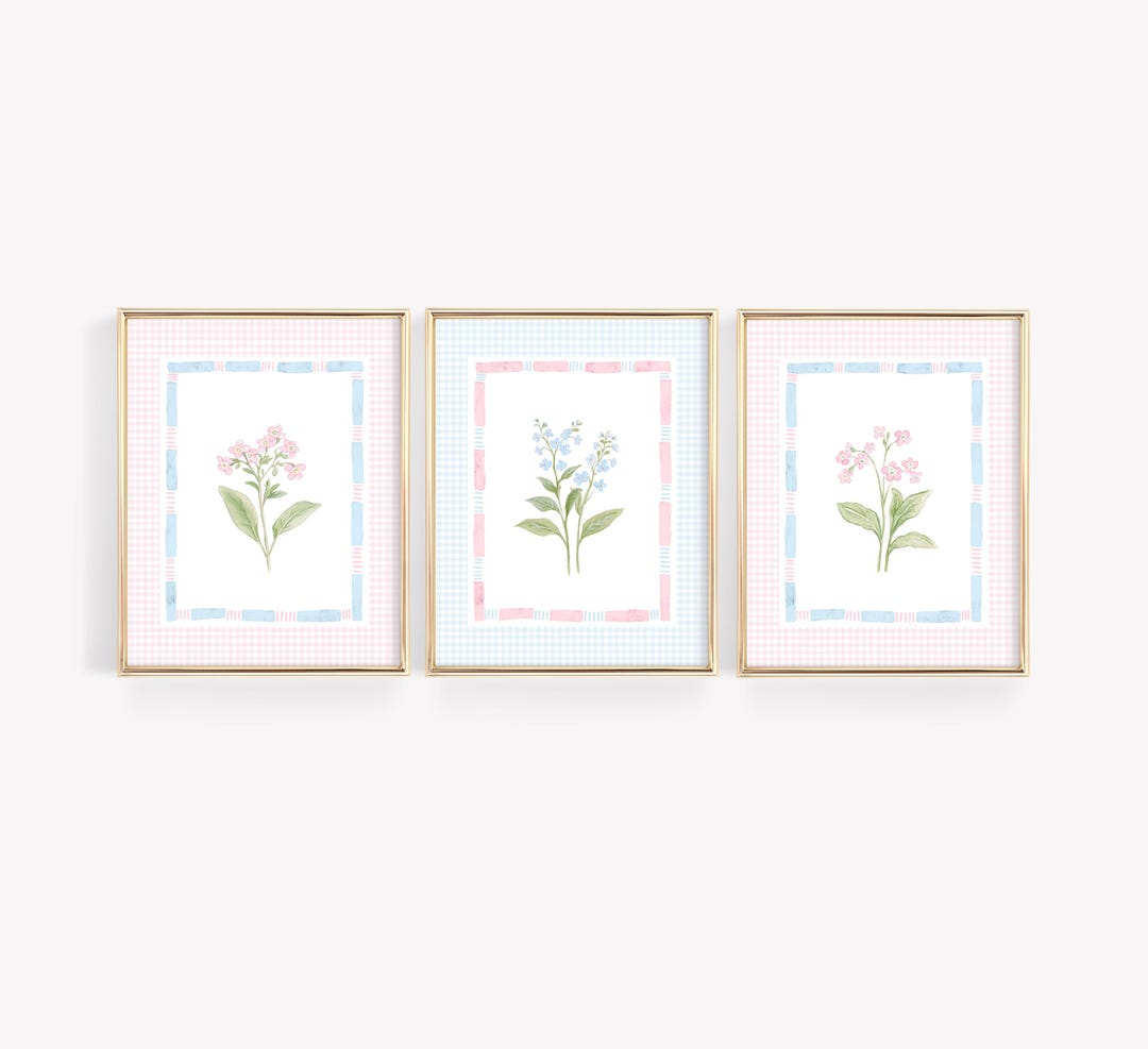 Watercolor Floral Print Set of 3, Pastel Flower Wall Art, Wildflower ...
