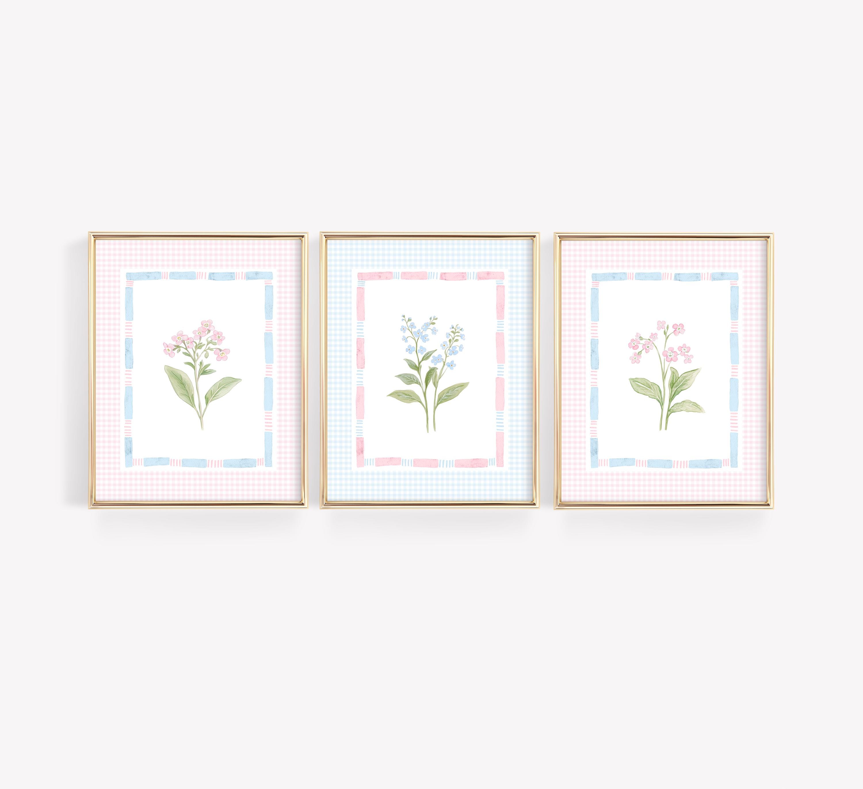 Watercolor Floral Print Set of 3, Pastel Flower Wall Art, Wildflower ...